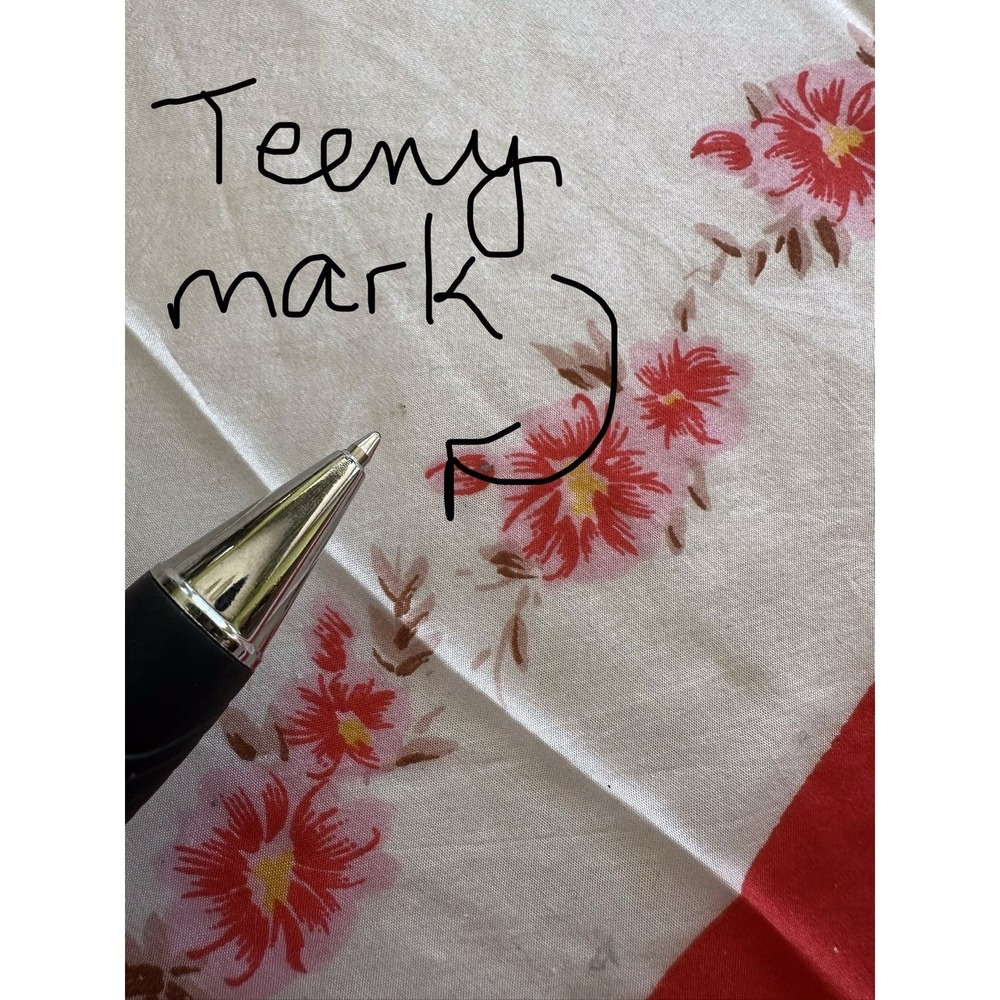 Vtg Silk Scarf Hand Rolled Hem Hand Printed Floral China‎ 27.5x30 Double Peach - Picture 8 of 16